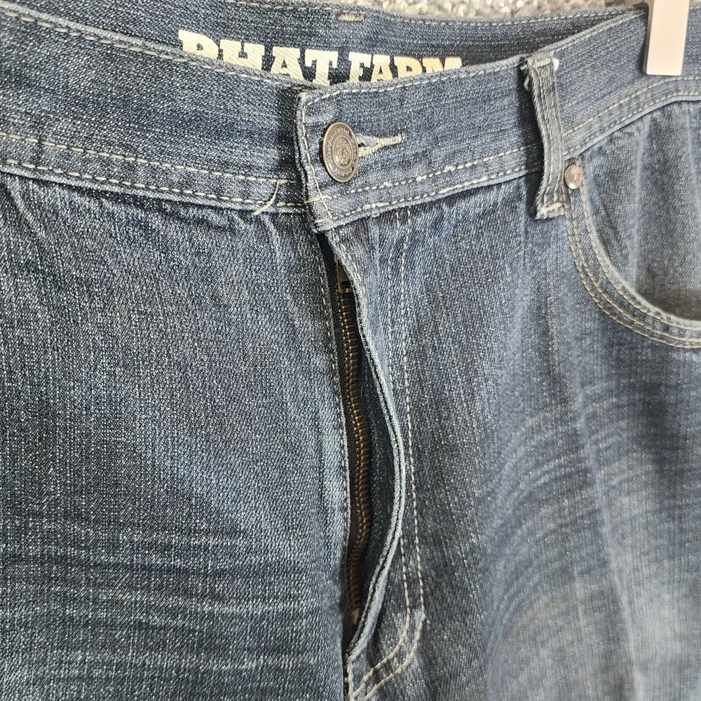 Phat Farm Shorts Mens 38X11 Blue Denim Jorts Y2K Urban Skate Loose Baggy Hip Hop
